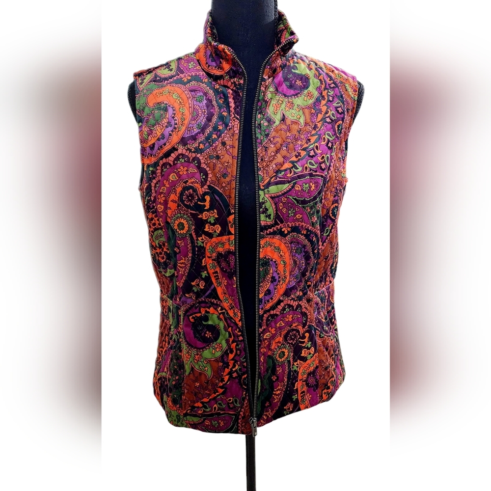 Norm Thompson paisley quilted Velour vest